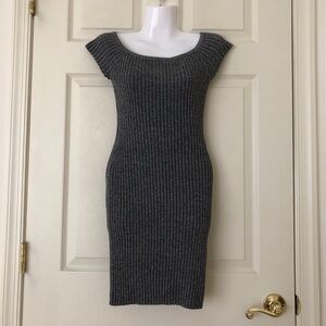 Silence + Noise Ribbed Knit Bodycon Dress Gray Size Medium